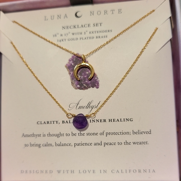 Luna Norte Gold plated 2 pc double Layer Necklaces With 14kt gold plated 16” - Picture 5 of 6